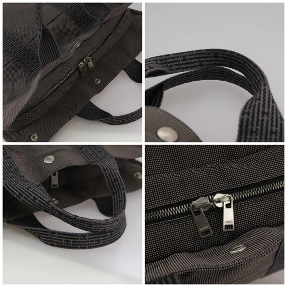 HERMES Her Line MM Hand Bag Canvas Gray Auth 103385 - Picture 16 of 16